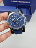 Tommy Hilfiger Bank Blue Dial Blue Rubber Strap Watch for Men - 1791721