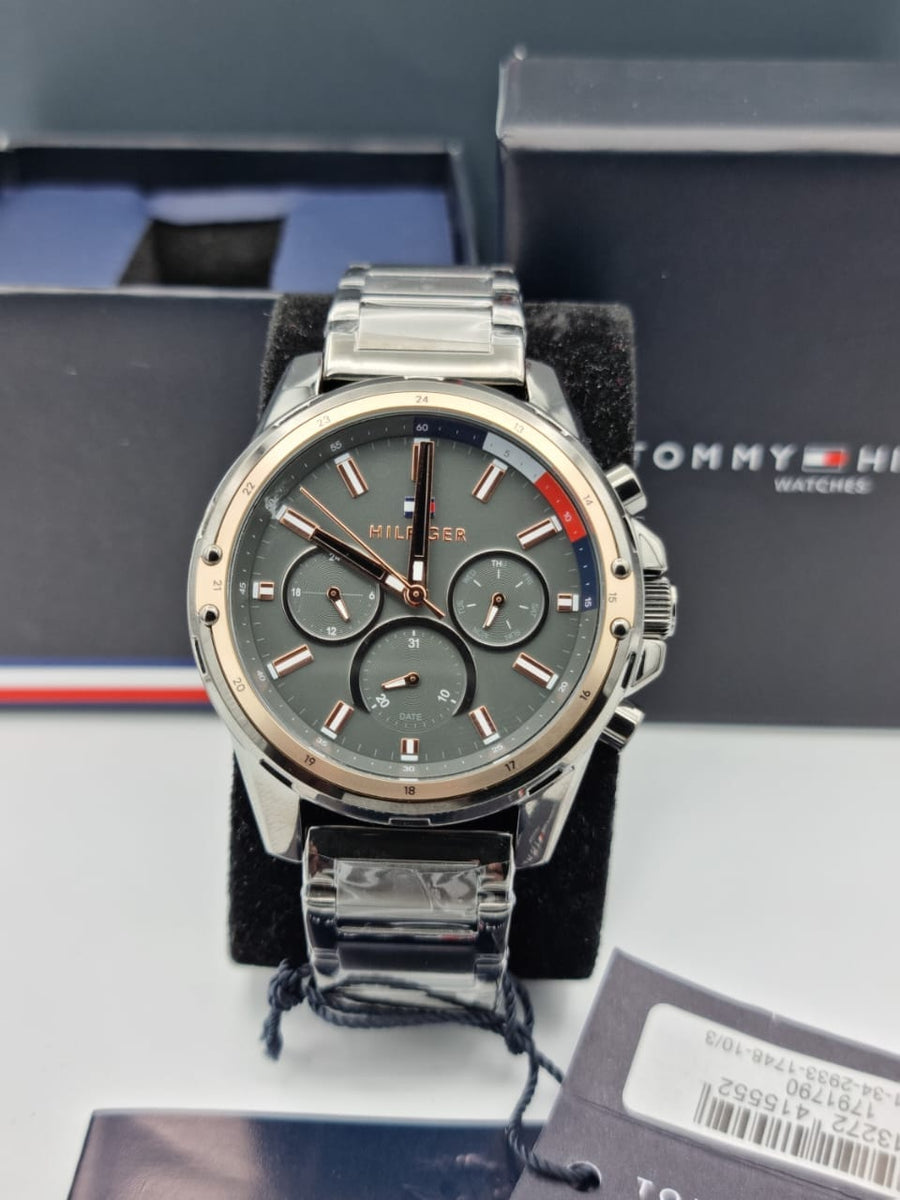 Tommy Hilfiger Mason Grey Dial Grey Steel Strap Watch for Men - 1791790