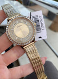 Guess Soiree Diamonds Gold Dial Gold Mesh Bracelet Watch for Women - GW0402L2