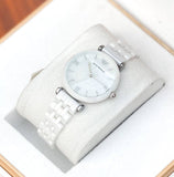 Emporio Armani Giannti T Bar Quartz Mother of Pearl Dial White Steel Strap Watch For Women - AR1485