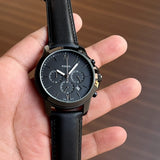 Fossil Neutra Chronograph Black Dial Black Leather Strap Watch for Men - FS5503