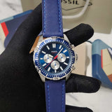 Fossil Garrett Chronograph Blue Dial Blue Rubber Strap Watch for Men - FS5709