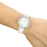 Swarovski Crystal Frost Silver Dial White Leather Strap Watch for Women - 5484070