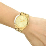 Michael Kors Slim Runway Gold Dial Gold Stainless Steel Strap Watch for Women - MK3179