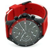 Tommy Hilfiger Multifunction Quartz Black Dial Red Rubber Strap Watch for Men  - 1791722