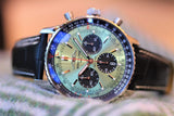 Breitling Navitimer B01 Chronograph 43 Green Dial Black Leather Strap Watch for Men - AB0138241L1P1