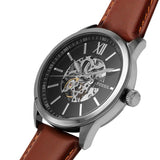 Fossil Flynn Automatic Black Dial Brown Leather Strap Watch for Men - BQ2270