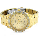 Guess Bedazzle Diamonds Gold Dial Gold Steel Strap Watch For Women - W1097L2