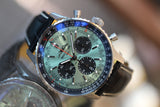 Breitling Navitimer B01 Chronograph 43 Green Dial Black Leather Strap Watch for Men - AB0138241L1P1