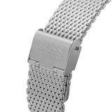 Hugo Boss Admiral Black Dial Silver Mesh Bracelet Watch for Men - 1513904