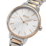 Hugo Boss Signature Silver Dial Two Tone Steel Strap Watch for Women - 1502567