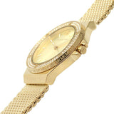 Michael Kors Lennox Three-Hand Gold Dial Gold Mesh Bracelet Watch For Women - MK7335