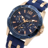 Guess Oasis Blue Dial Blue & Rose Gold Stainless Steel Strap Watch For Men - W0366G4