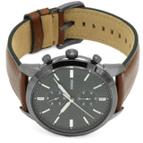 Fossil Townsman Chronograph Gray Dial Brown Leather Strap Watch for Men - FS5522