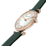 Emporio Armani Pro Planet Analog Silver Dial Green Leather Strap Watch For Women - AR11517