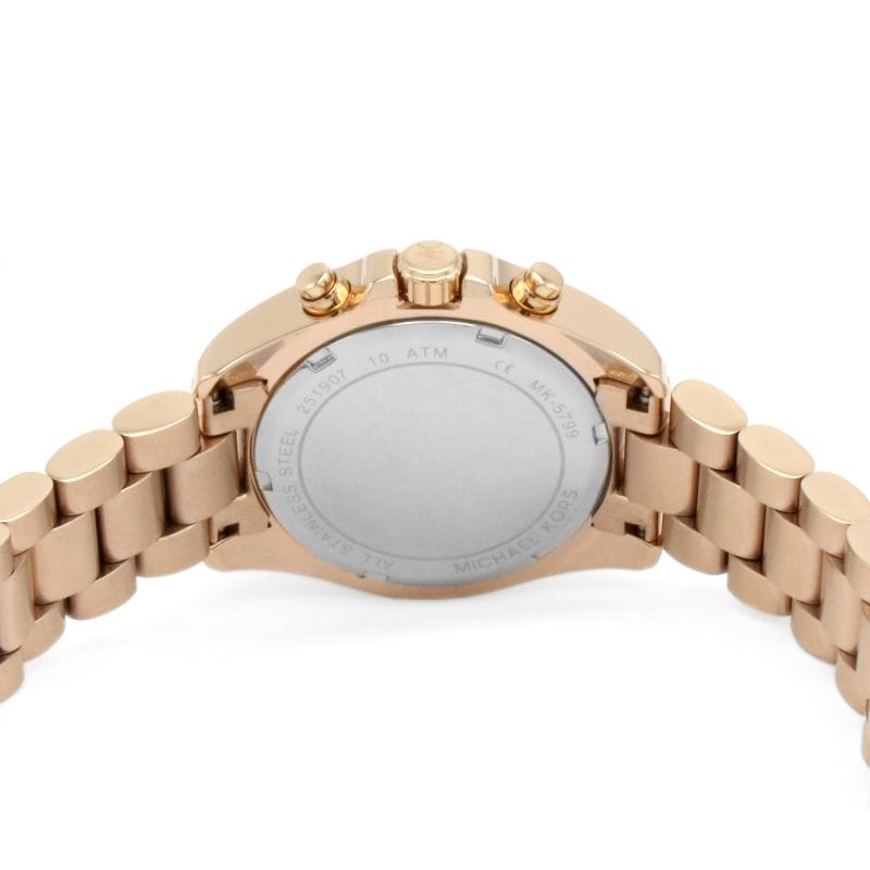 Michael Kors Bradshaw Chronograph Rose Gold Dial Rose Gold Steel Strap Watch for Women - MK5799