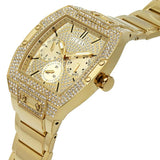 Guess Phoenix Multifunction Crystals Gold Dial Gold Steel Strap Watch For Men - GW0094G2