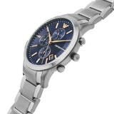 Emporio Armani Renato Chronograph Blue Dial Silver Steel Strap Watch For Men - AR11458