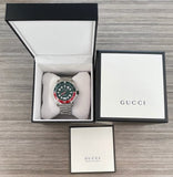 Gucci Dive Quartz Green Dial Silver Steel Strap Watch For Men - YA136222