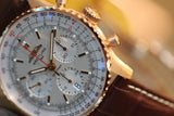 Breitling Navitimer B01 Chronograph 41 White Dial Brown Leather Strap Watch for Men - RB0139211G1P1