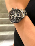 Tag Heuer Carrera Automatic Chronograph Black Dial Silver Steel Strap Watch for Men - CBM2110.BA0651