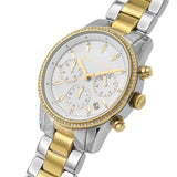 Michael Kors Ritz White Dial Two Tone Steel Strap Watch for Women - MK6474