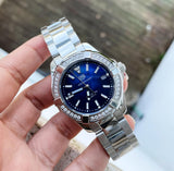 Tag Heuer Aquaracer Quartz 35mm Diamond Blue Dial Silver Steel Strap Watch for Women - WAY131N.BA0748