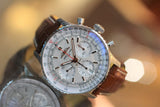 Breitling Navitimer B01 Chronograph 41 White Dial Brown Leather Strap Watch for Men - AB0139211G1P1