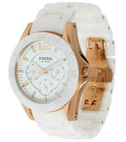 Fossil Ceramic Multifunction White Dial White Steel Strap Watch for Women - CE1006