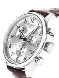 Tissot T Sport Chrono XL Classic Silver Dial Brown Leather Strap Watch For Men - T116.617.16.037.00