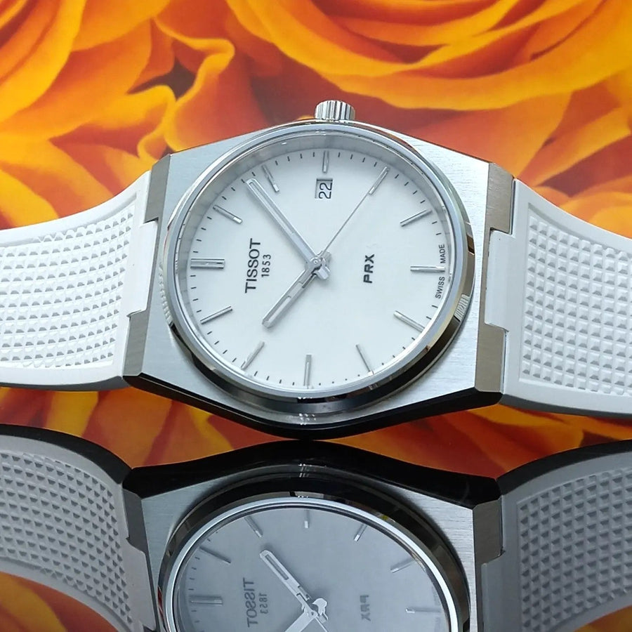 Tissot PRX 40 White Dial White Rubber Strap Watch For Men - T137.410.17.011.00