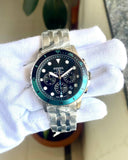 Fossil watch IMG_20240804, green bezel, stainless steel band
