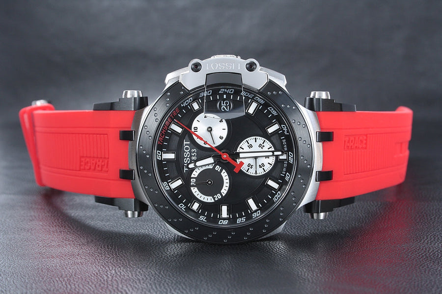 Tissot T Race Chronograph Black Dial Red Silicone Strap Watch For Men - T115.417.27.051.00