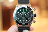 Breitling Super Chronomat B01 44 Green Dial Black Rubber Strap Watch for Men - UB0136251L1S1