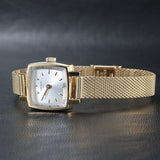 Tissot Lovely Square Silver Dial Gold Mesh Bracelet Watch For Women - T058.109.33.031.00