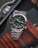 Seiko Prospex GMT Divers Automatic Marine Green Dial Silver Steel Strap Watch For Men - SPB381J1