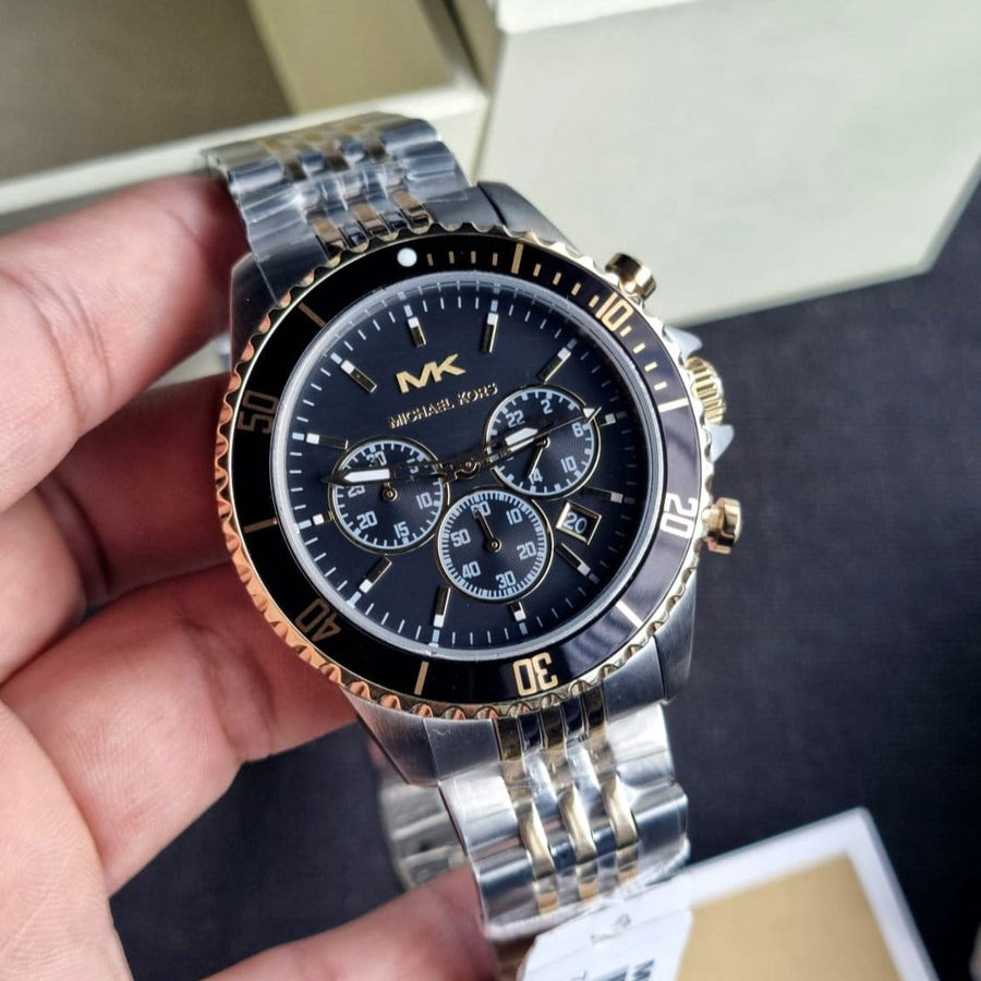 Michael Kors Bayville Chronograph Black Dial Two Tone Steel Strap Watch For Women - MK8872