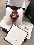 Gucci Dive Quartz Red Dial Red Rubber Strap Watch For Men - YA136315