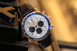 Breitling Navitimer B01 Chronograph 46 Silver Dial Black Leather Strap Watch for Men - RB0137241G1P1