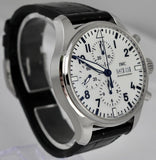 IWC Pilot’s Watch Chronograph Edition “150 Years” White Dial Black Leather Strap Watch for Men - IW377725