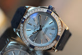 Breitling Super Chronomat Automatic 38 Diamonds Blue Dial Blue Rubber Strap Watch for Women - A17356531C1S1