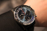 Breitling Navitimer B01 Chronograph 41 Blue Dial Black Leather Strap Watch for Men - AB0139241C1P1