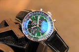 Breitling Navitimer B01 Chronograph 46 Green Dial Black Leather Strap Watch for Men - AB0137241L1P1