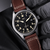 IWC Pilot's Watch Mark XVIII 40mm Black Dial Brown Leather Strap Watch for Men - IW327006