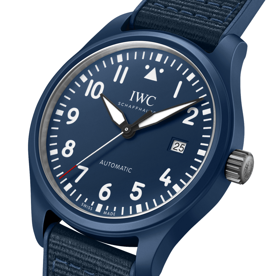 IWC Pilot’s Watch Automatic "Laureus Sport for Good" Edition Blue Dial Blue Nylon Strap Watch for Men - IW328101