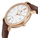 IWC Portofino Automatic White Dial Brown Leather Strap Watch for Men - IW356504