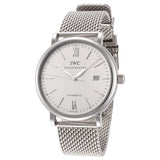 IWC Portofino Automatic White Dial Silver Mesh Bracelet Watch for Men - IW356505