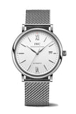 IWC Portofino Automatic White Dial Silver Mesh Bracelet Watch for Men - IW356505