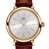 IWC Portofino Automatic Silver Dial Red Leather Strap Watch for Women - IW357401