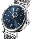 IWC Portofino Automatic Blue Dial Silver Mesh Bracelet Watch for Women - IW357404